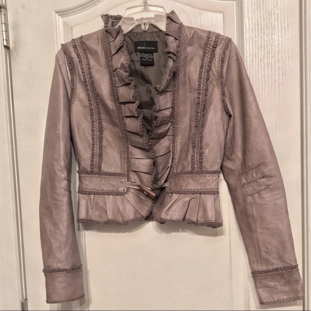 MODA International Ruffle Leather Jacket - Picture 8 of 10